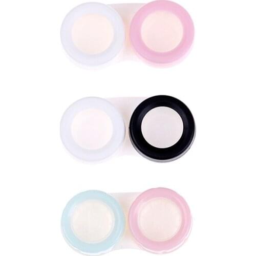 1Pcs Double Candy Color Contact Lenses Box Contact Lens Case For Travel Kit Holder Container Contact Lenses Tweezers