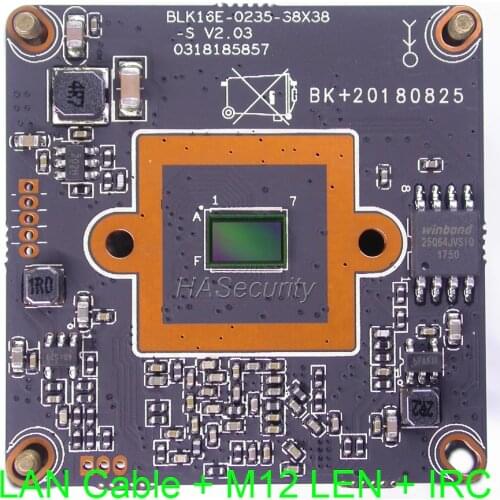 H.265 / H.264 IPC (1080P) 1/2.7" SmartSens CMOS sensor + Hi3516E CCTV IP camera module PCB board + LAN cable + M12 LEN + IRC