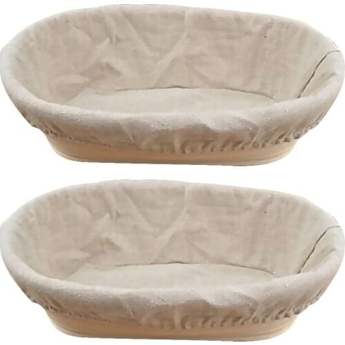 2x Oval Rattan Dough Basket baguette Brotform Bread Proofing Proving Fermentation Baskets Kitchen Baking Leavening Supplies