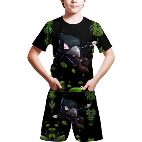 Hot Sale Shooting Game Cartoon personality 3D Print suit Summer Kids Casual Boys and Girls Shirt Short Sleeve Parent child suit