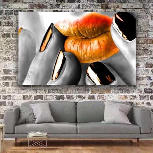 Colourful red Sexy lips Wall Art Canvas Poster Modern Abstract Painting Print Wall Pictures for Living Room Decor