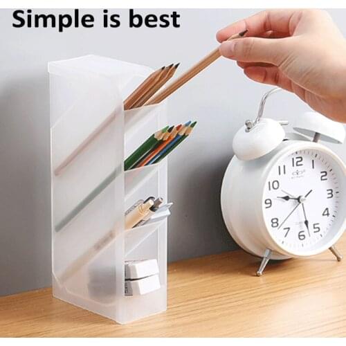 2pcs Multi-function 4 Grid Desktop Pen Holder Office School Storage Case 4 colors Plastic Box Desk Pen Pencil Organizer