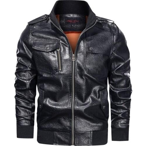Cross border hot sale 2021 brand new mens washed PU leather clothes casual mens leather jacket