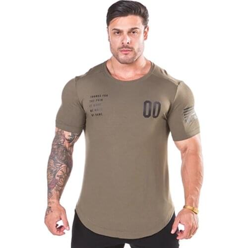 2019 Mens T-Shirts Fashion Short Sleeved Fitness Bodybuilding Shirt For Men Workout Slim Fit Cotton tee tops