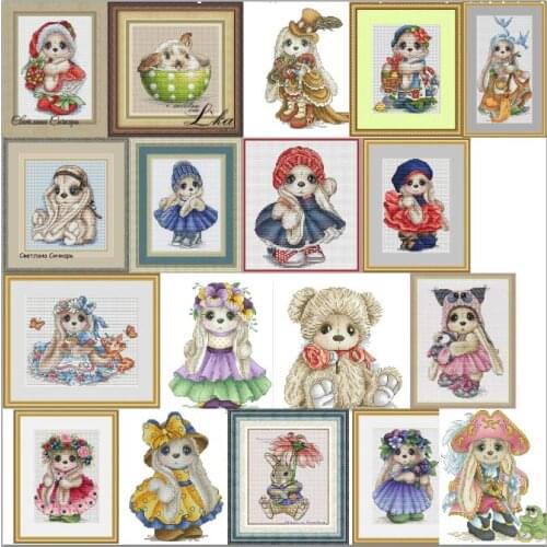 TOP rabbit cross stitch kit Animal cotton thread 14ct canvas stitching embroidery DIY