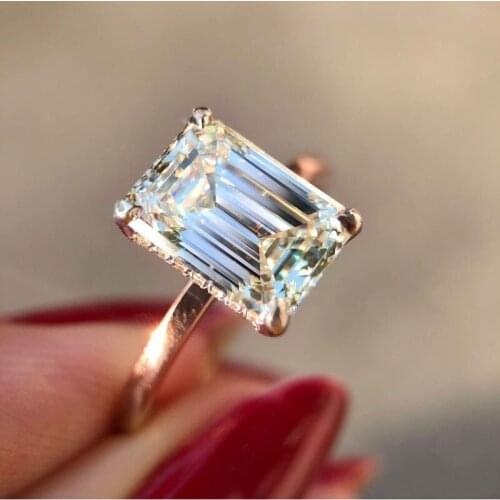 JK Simple Stylish Square 10*8mm CZ Engagement Wedding Ring For Women Female High Quality Jewelry Wholesale Dropshipping