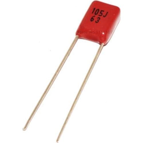 10PCS/Lot 105 1uF 63V CBB Polypropylene Film Capacitor Pitch 5mm 105 1uF 63V