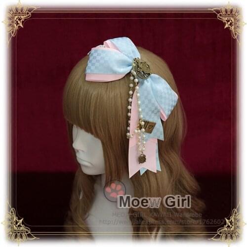 [Fairytale World] + Goodbye Alice + Rabbit + Pearl Chain Headbow Lolita Hairbands Original Design