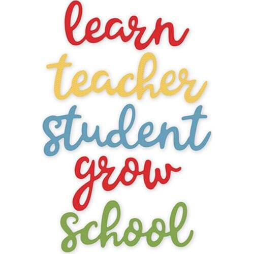 New Teacher Student Grow School Word 2020 Metal Cutting Dies for DIY Scrapbooking and Card Making Decor Embossing Mold No Stamps