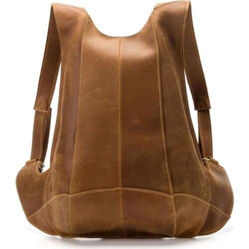 Luufan Genuine Leather 14 Inchp Ipad Laptop Backpack Safty Inside Zipper Backpack Men Women Shool Bag Leather Bagpack 2019 Hot