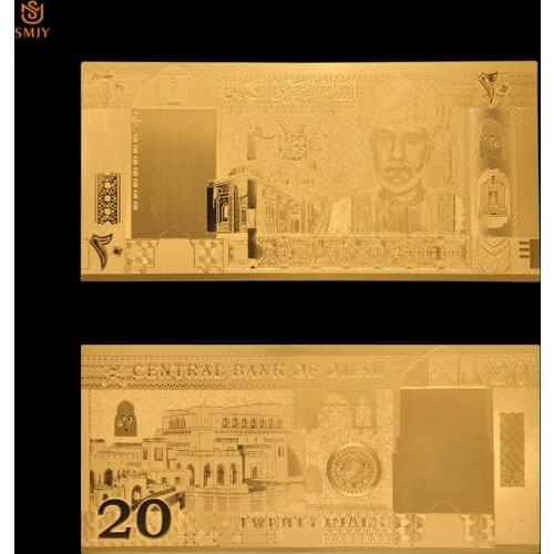 Best Selling Products Oman Banknote 20 Omani Rial 24k 999 Gold Plated Fake Souvenir Gift Collection