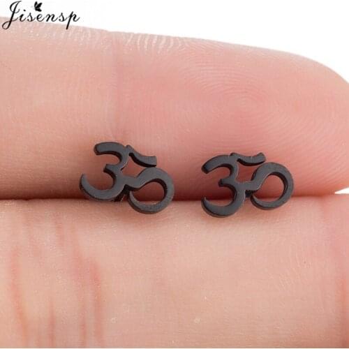 Jisensp Geometric Letter 3 Stainless Steel Earrings Women Simple Stud Earrings Fashion Jewelry Earings boucle d'oreille femme