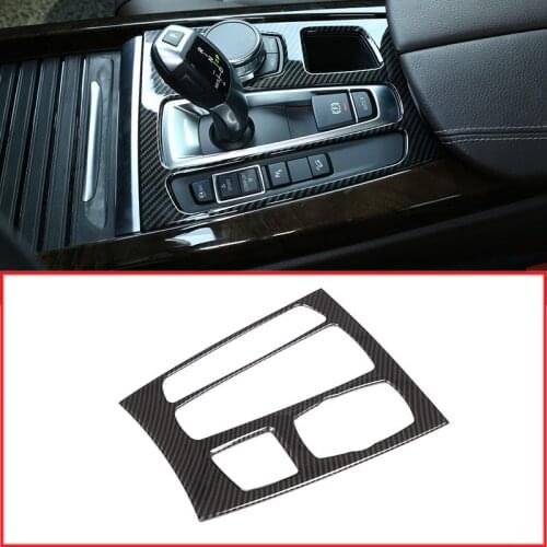 Carbon Fiber Style Center Console Gear Shift Panel Decoration Cover Trim For BMW X5 X6 F15 F16 2014-2018 Car Accessories
