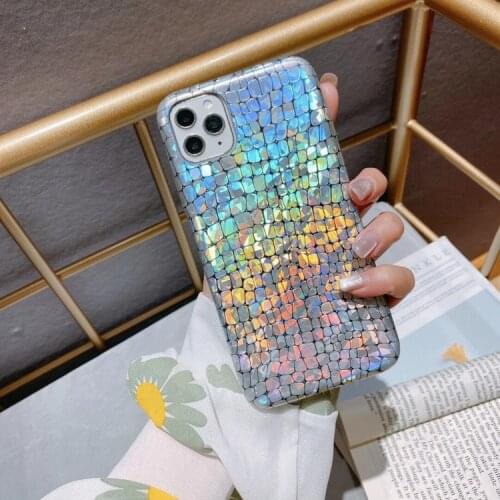 Laser Crocodile Pattern Phone Case For iPhone12 11 XR 78PLUS 6s Xsmax SE2 TPU Back Cover Capa Skinny Shell Protection