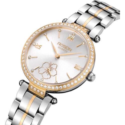 Luxury Brand ROSDN Womens Watches Japan Quartz Movement Sapphire Watch Lady 50M Waterproof Diamond 7 mm Ultra-thin Watch R3215