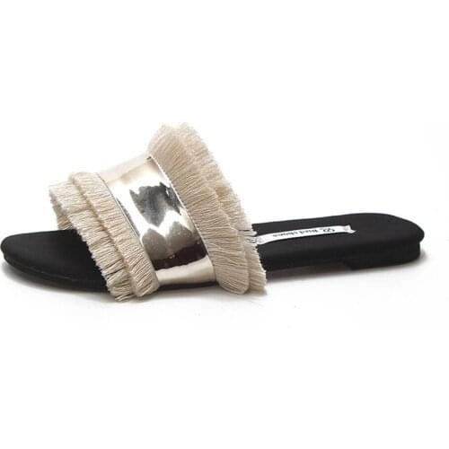 Women Slippers Flats Fringe Sandals Slip On Sandals Ladies Beach Slippers New Fashion Female Casual Style Slipper
