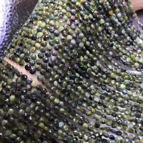 Natural green tourmaline flat round faceted perles needlework necklace For Jewelry Making DIY Bracelet special kralen jewellery