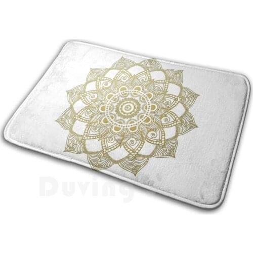 Golden Dream Mandala Soft Non-Slip Mat Rug Carpet Cushion Mandala Gold Dream White