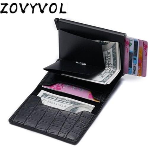 ZOVYVOL Anti Thief Men Credit Card Holder Blocking Rfid Minimalist Wallet Bag Leather Business id Cardholder Metal Purse