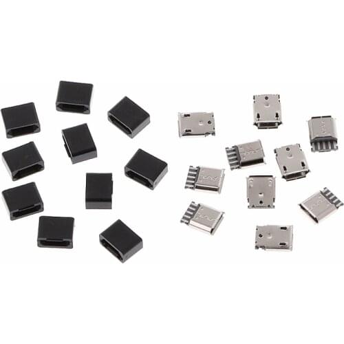 10 Pcs DIY Micro USB 5 Pin Female Socket Kit Connector Plug Solder Welding Shell