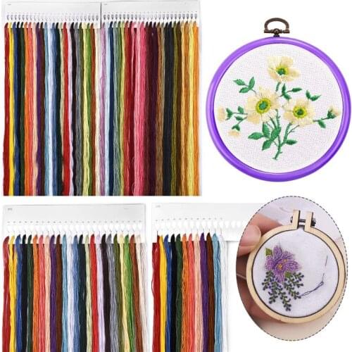12/24/48pcs Embroidery Thread Gradient Colors Floss Cross Stitch Kit Rainbow Embroidery DIY Threads Crafts Cotton Sewing Skein