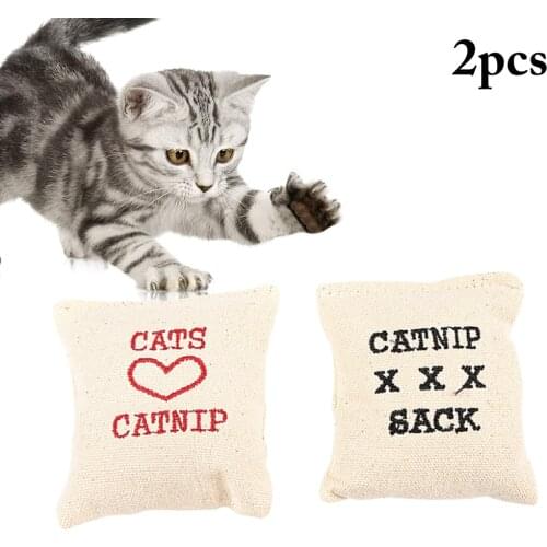 2PCS Pet Toy Interactive Canvas Cat Toy Catnip Toy Pet Supplies Mini Funny Playing Toys Small Pillow Toy for Pet Kitten Product