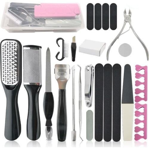 23Pcs Professional Foot Care Kit Pedicure Tools Set Stainless Steel Foot Rasp Foot Dead Skin Remover Clean Toenail Care Kit