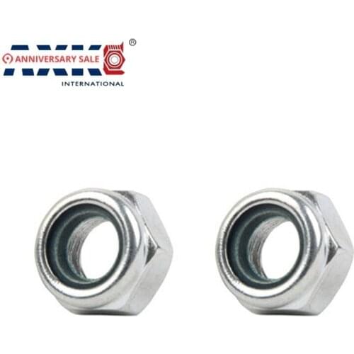 3/8" 3/8 Inch 3/8-16 Carbon Steel White Zine Plated UNC US Standard Coarse Prevailling Torque Type Hexagon Insert Lock Nylon Nut