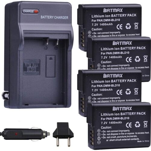 4pc 1400mAh DMW-BLD10 BLD10 BLD10PP Camera Battery+Wall Charger for Panasonic DMW BLD10E,DMC GF2GK GF2 G3 GX1 DMC-GF2 Cameras