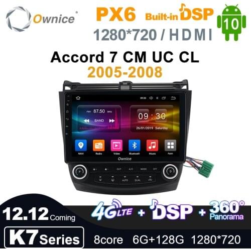 Ownice Android 10.0 for Honda Accord 7 CM UC CL 2005 - 2008 Car Radio Auto Multimedia Video Audio GPS Player K7 6G+128G Coming