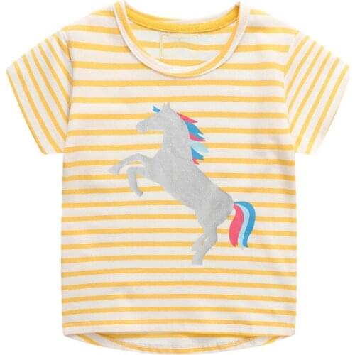 Bambino 2021 New Tees of Children 2-7 Years Unicorn Cotton T shirt for Kids Girl Pink Tops Clothing Baby Clothes Child Costume