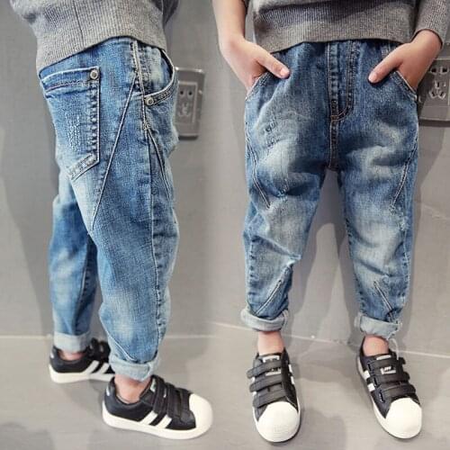 2021 New Fashion Children Jeans Pants Spring Fall Hole Denim Trousers for Teenage School Boys Kids Cotton Clothes 4 8 12Years
