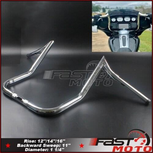 Chrome Motorcycle Handle Bar For Harley Dressers Baggers Touring FLH FLHT FLHC Batwing Fairing 1 1/4'' Handlebar Rise 16