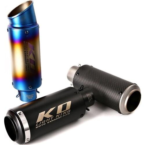 KO Motorcycle 38-61 mm Exhaust Muffler Pipe Universal Dirt Bike ATV Escape Removable DB Killer Silencer Carbon Stainless Steel