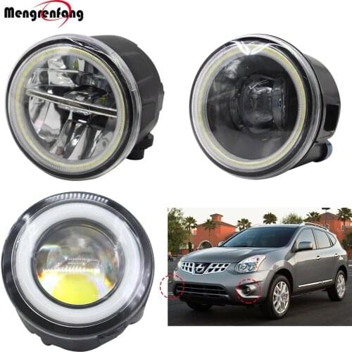 2 Pieces Car Front Fog Light 4000LM LED Halo Ring Angel Eye Daytime Running Lamp 12V For Nissan Rogue 2010 2011 2012 2013 2014
