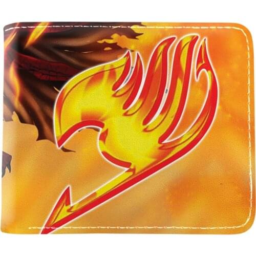 Japanese Anime Cartoon Fairy Tail Natsu Earth land Short Purse With Card Holder Coin Pocket