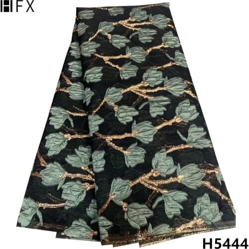 HFX High Quality Brocade Lace Fabric 2021 Nigerian Embroidered French Tulle African Organza Lace Jacquard Fabric For Dress F5444