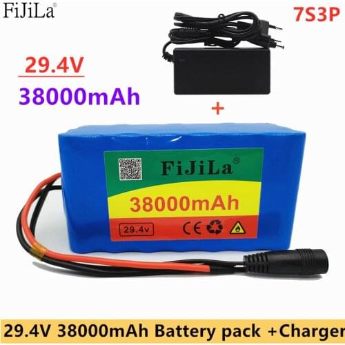 24V 38ah 7s3p 18650 battery lithium battery 29.4v 3800mah electric bicycle moped electric lithium ion battery pack + 2Acharger