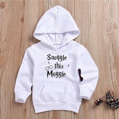 2021 New Child Baby Boys Hoodies Cute Letter Print Sweatshirt Autumn White Black Kids Pullover Tops 0M-5Y