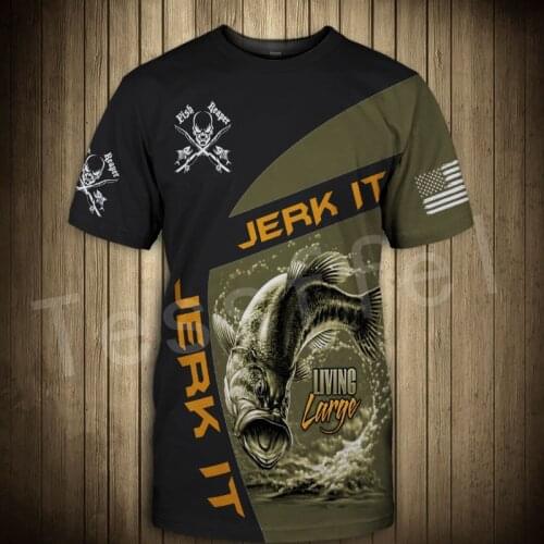 Tessffel NewFashion Hot style Animal Deep Bass Fishing Funny Harajuku 3DPrint Summer Casual Short Sleeve Streetwear T-shirts A-1