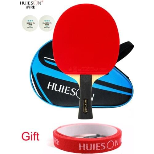 New Huieson 8 Stars Table Tennis Racket With Balls Bag Double Face In Rubber Professional Ping Pong Bat For Training Competition