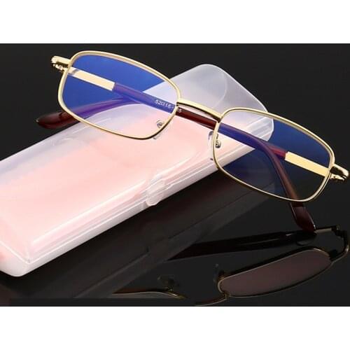 +1.0~4.0 Alloy Glasses Frame Mens Women Full Frame Reading Glasses Gold Glasses New Optical Anti-blue With Glasses Box Cloth