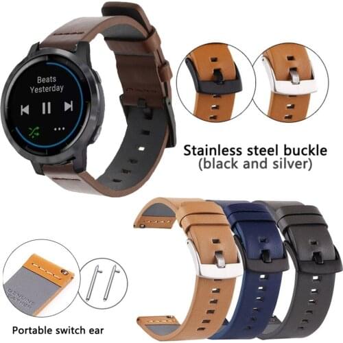 22mm Genuine Leather Watch band For Garmin Active/ Venu 2/forerunner 745 Bracelet Quick Replacement wristband Accessories