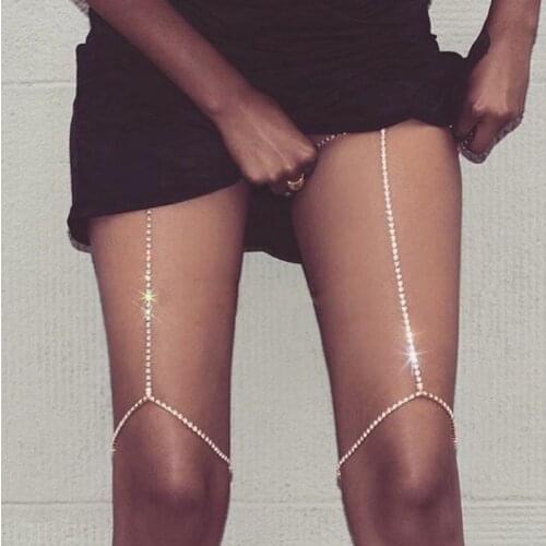 Sexy Women Shiny Crystal Rhinestone Bra Chest Body Chain Fashion Leg Chains Bikini Jewelry For Women Summer Beach Dress