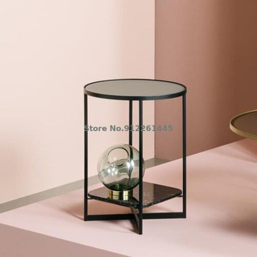 Nordic side table corner table small coffee table extremely simple sofa side table tempered glass light luxury ins double creati