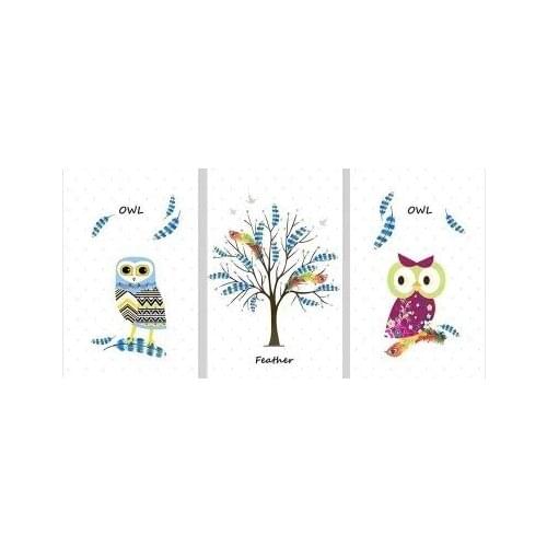 Modern Oil Painting Cartoon Owl Feathers Decoration Canvas Painting Living Room Porch Painting Nordic Decoration Home Cuadros