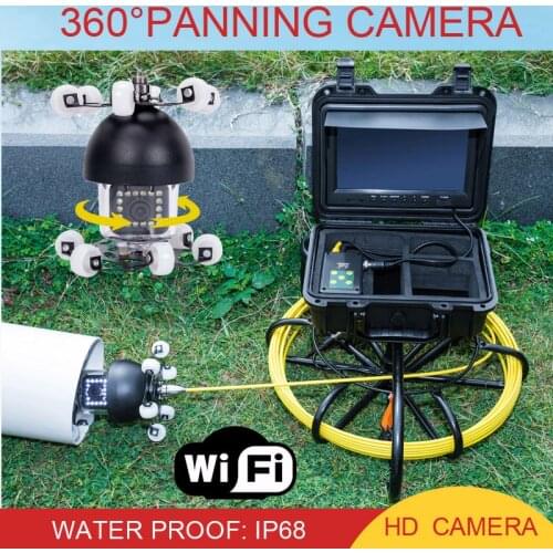 Pipeline Injection Borescope with 360 Degree Panning Camera Wireless Signal Technology Portable Industrial Pipe Endoscope Camera