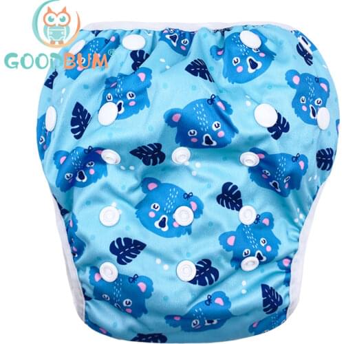 Goodbum Bear Print Waterproof Adjustable Swim Diaper Pool Pant Baby Reusable Washable Swimming Pool Cover Swimming Diaper