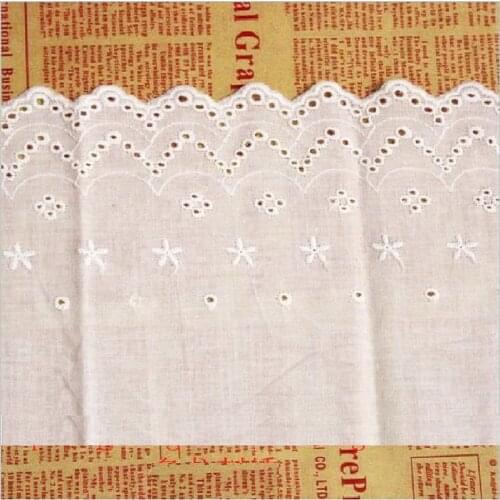 YACKALASI 14 Yds/Lot 100% Cotton Lace Eyelet Embroidery Applique Flower Trims Sewing Apparel Lace 13cm