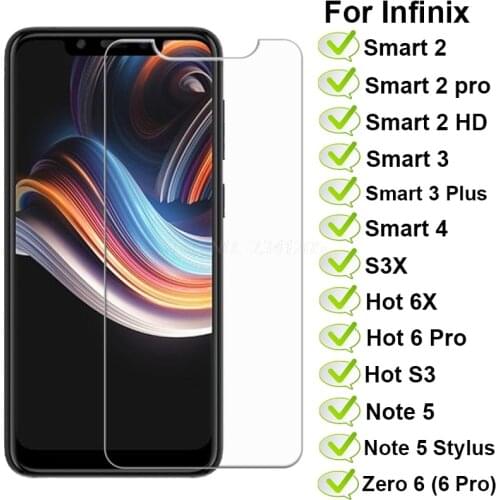 Tempered Glass For Infinix Smart 2 HD Pro 3 Plus 4 Screen Protector on infinix Hot 6 Pro 6X S3 Note 5 Stylus S3X Zero 6 Pro Film